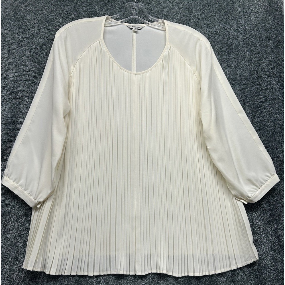 J. Peterman Womens Size S Beige Half Sleeve Folded Blouse Top (K8)
